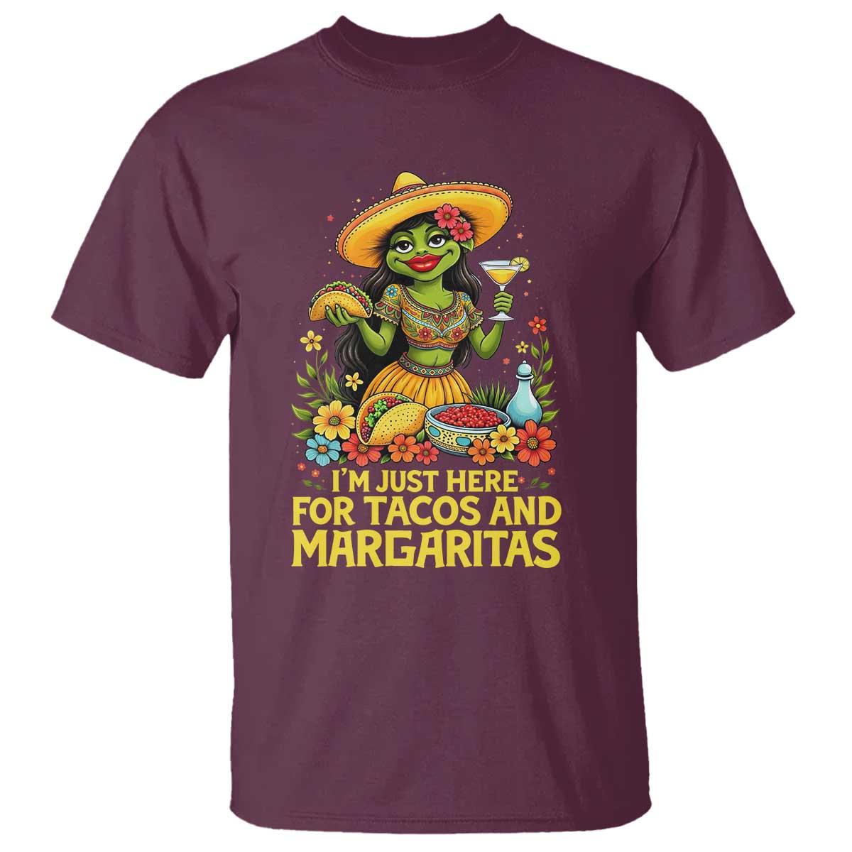 Funny Cinco De Mayo Frog T Shirt Just Here For Tacos And Margaritas