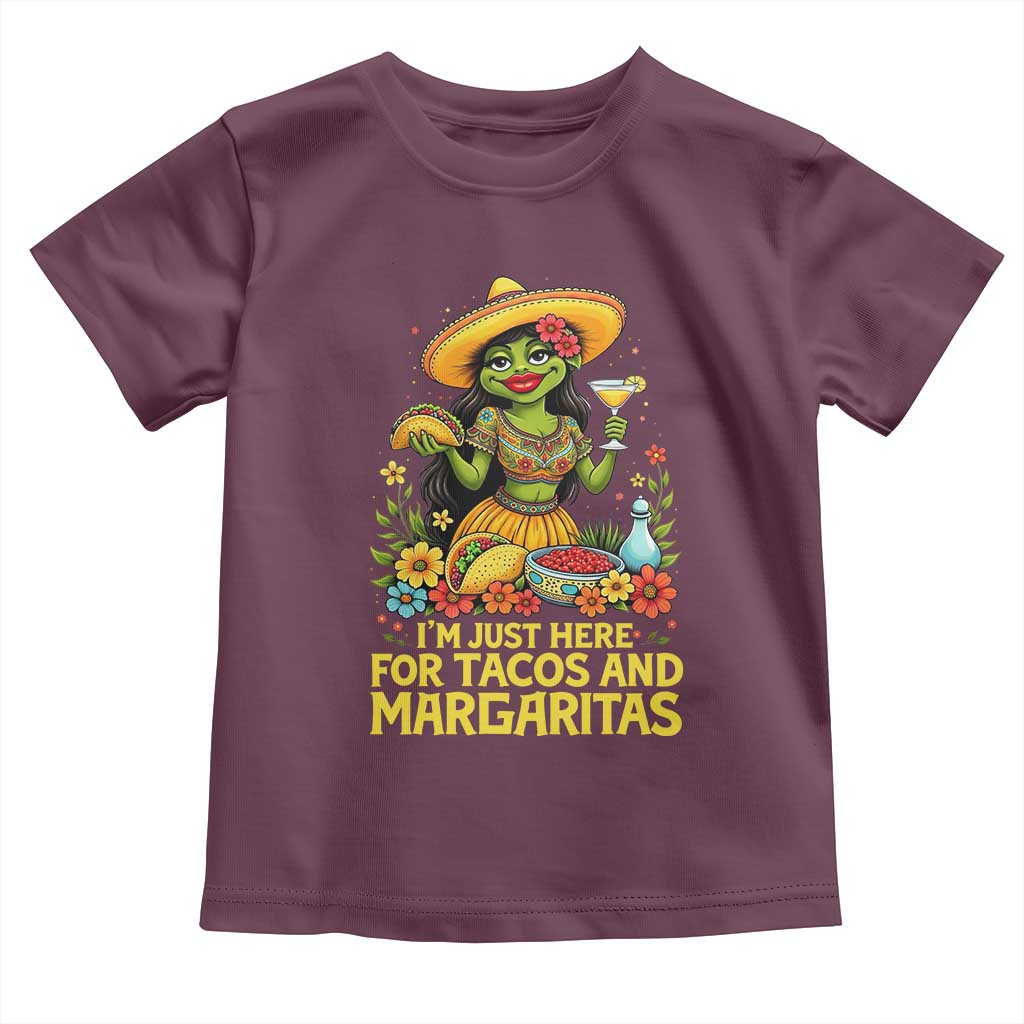 Funny Cinco De Mayo Frog Toddler T Shirt Just Here For Tacos And Margaritas