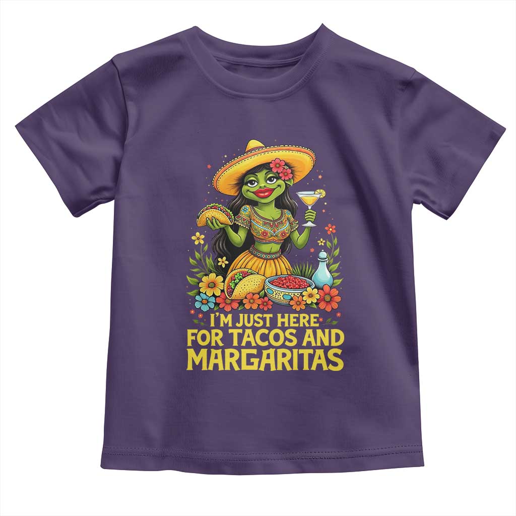 Funny Cinco De Mayo Frog Toddler T Shirt Just Here For Tacos And Margaritas