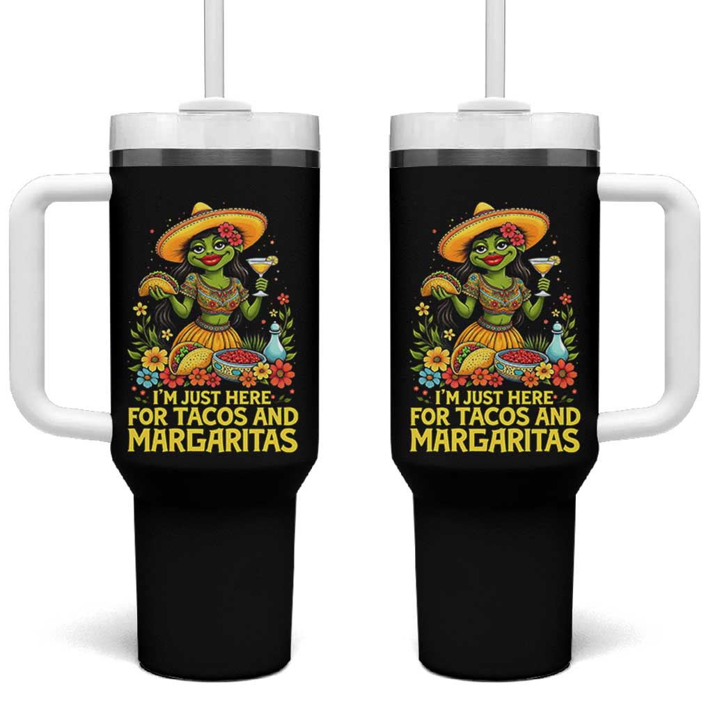 Funny Cinco De Mayo Frog Tumbler With Handle Just Here For Tacos And Margaritas