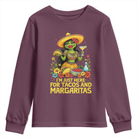 Funny Cinco De Mayo Frog Youth Sweatshirt Just Here For Tacos And Margaritas