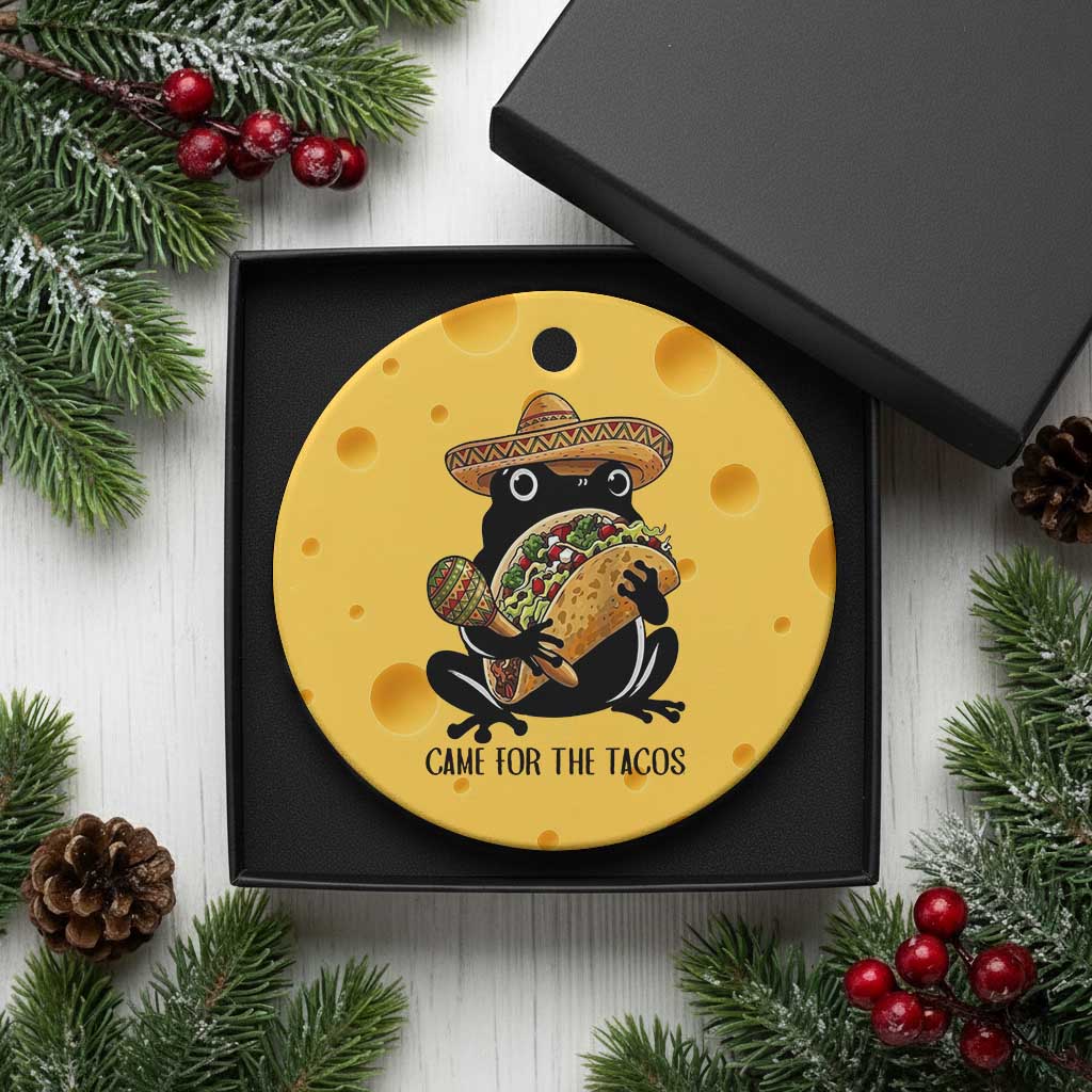 Grumpy Frog Cinco De Mayo Ceramic Ornament Came For The Tacos