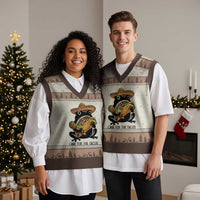 Grumpy Frog Cinco De Mayo V-Neck Knit Sweater Vest Came For The Tacos