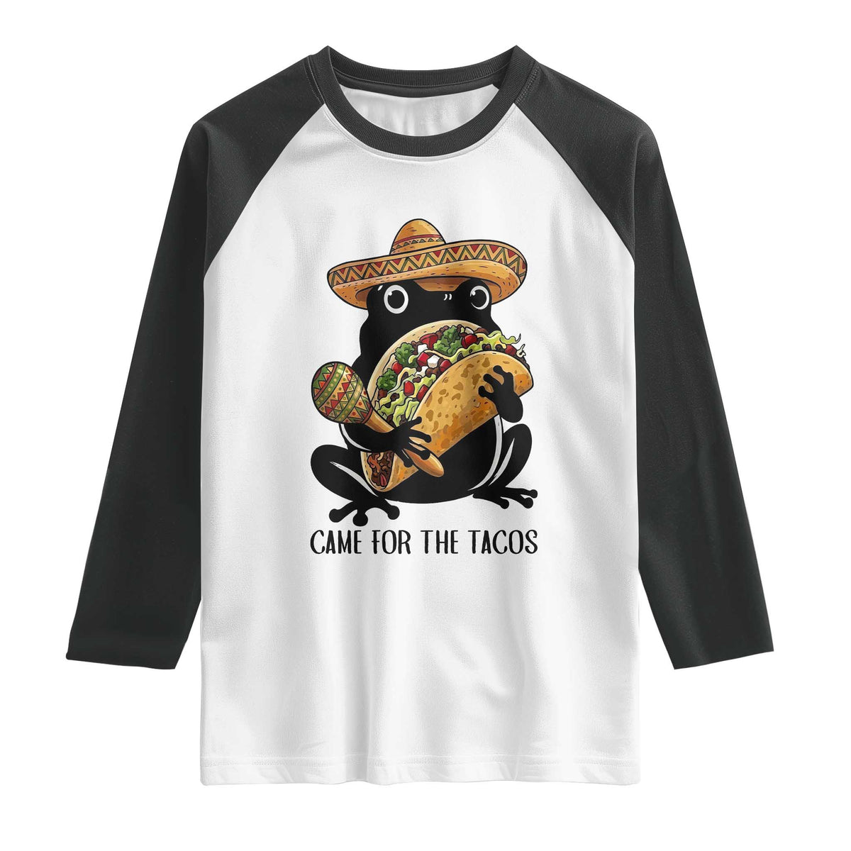 Grumpy Frog Cinco De Mayo Raglan Shirt Came For The Tacos