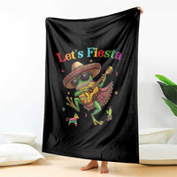 Funny Cinco De Mayo Frog Playing Guitar Throw Blanket Lets Fiesta