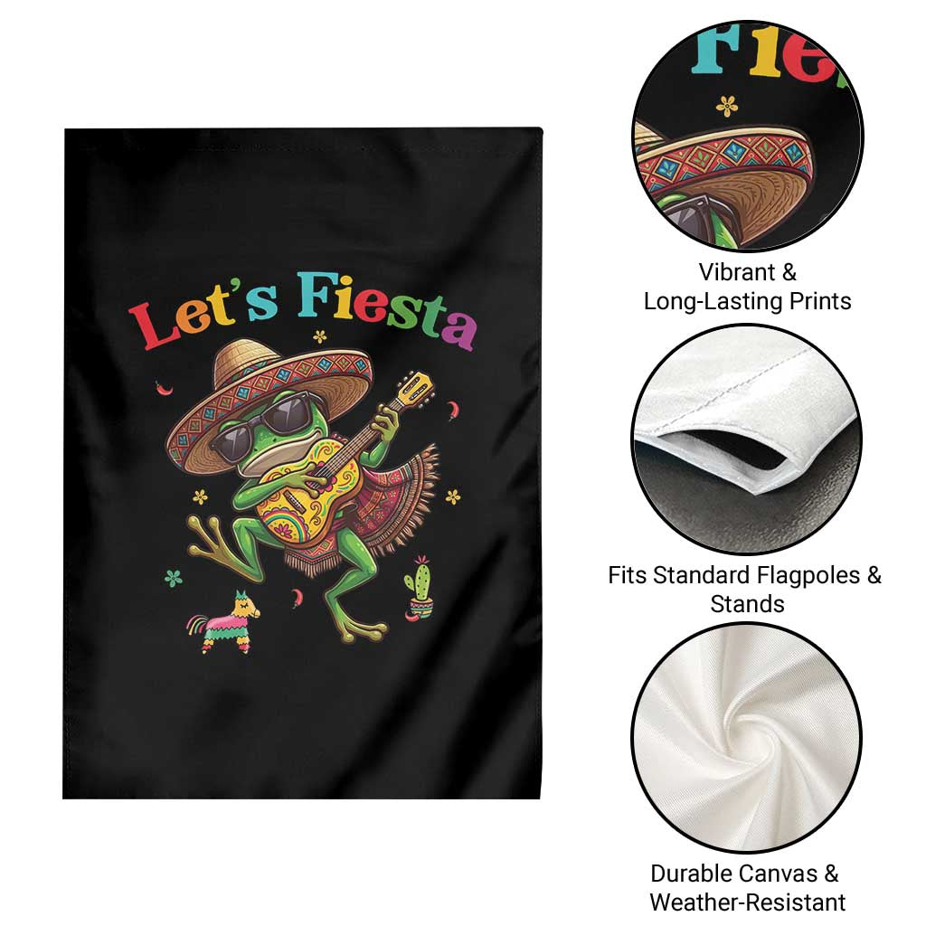 Funny Cinco De Mayo Frog Playing Guitar Garden Flag Lets Fiesta