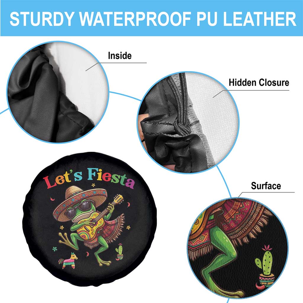 Funny Cinco De Mayo Frog Playing Guitar Spare Tire Cover Lets Fiesta