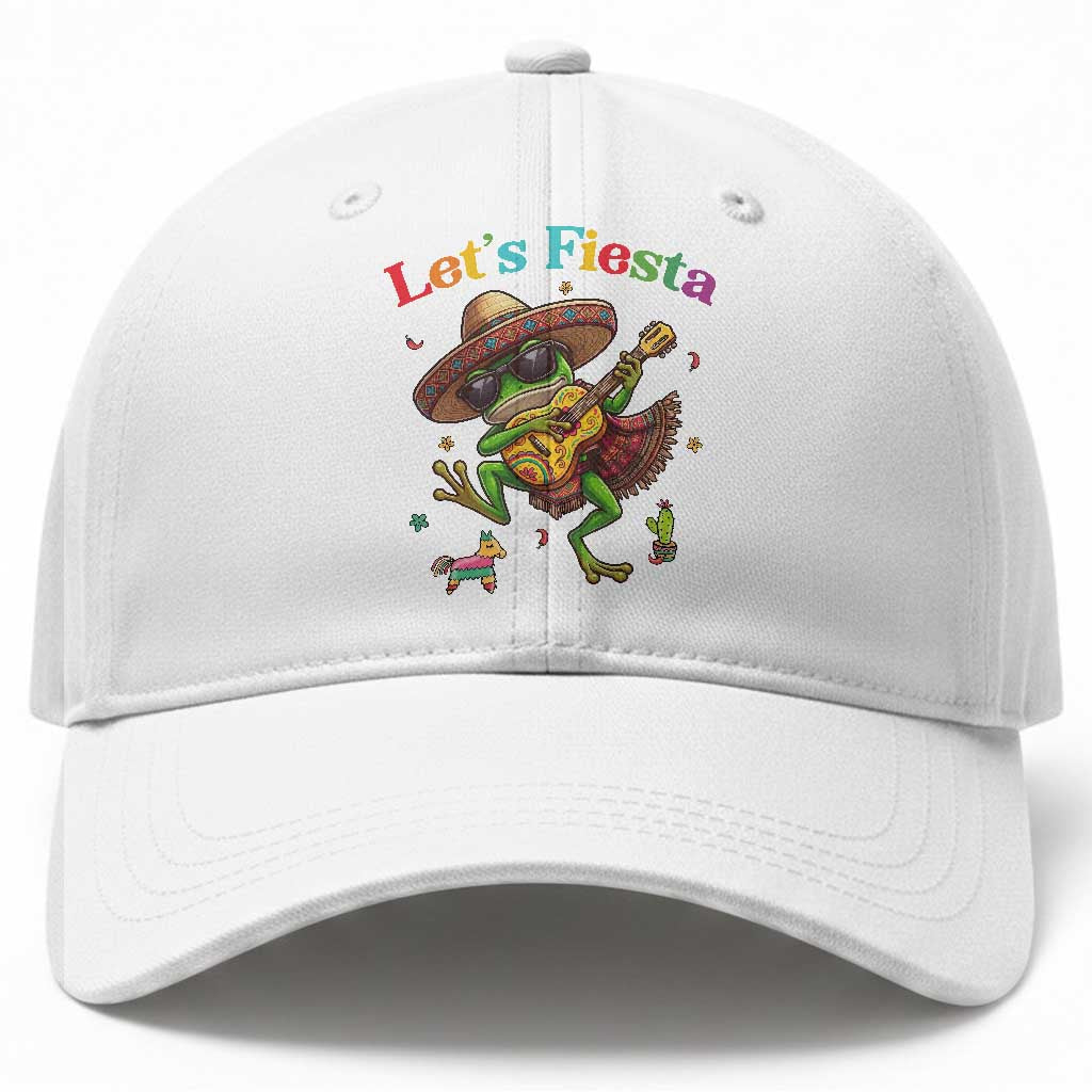 Funny Cinco De Mayo Frog Playing Guitar Baseball Cap Lets Fiesta