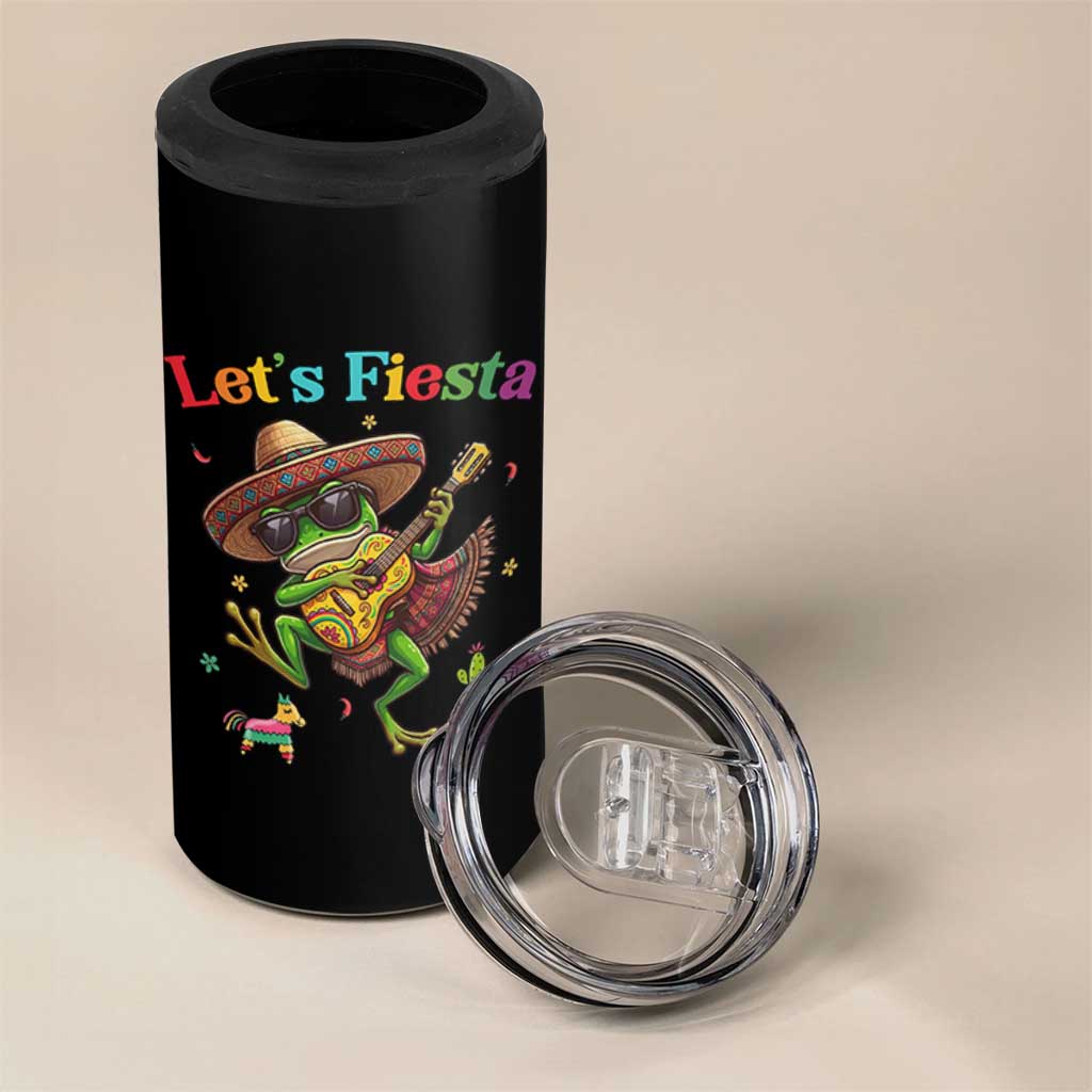 Funny Cinco De Mayo Frog Playing Guitar 4 in 1 Can Cooler Tumbler Lets Fiesta
