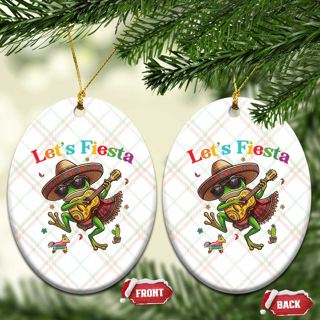 Funny Cinco De Mayo Frog Playing Guitar Ceramic Ornament Lets Fiesta