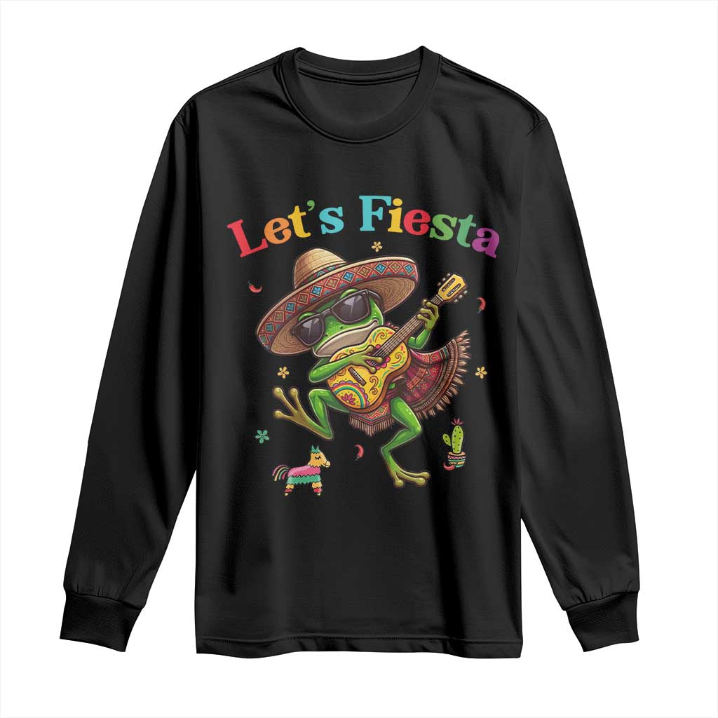 Funny Cinco De Mayo Frog Playing Guitar Long Sleeve Shirt Lets Fiesta