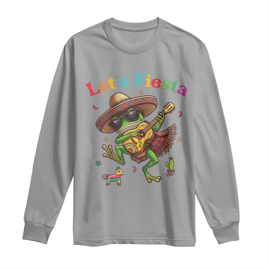 Funny Cinco De Mayo Frog Playing Guitar Long Sleeve Shirt Lets Fiesta