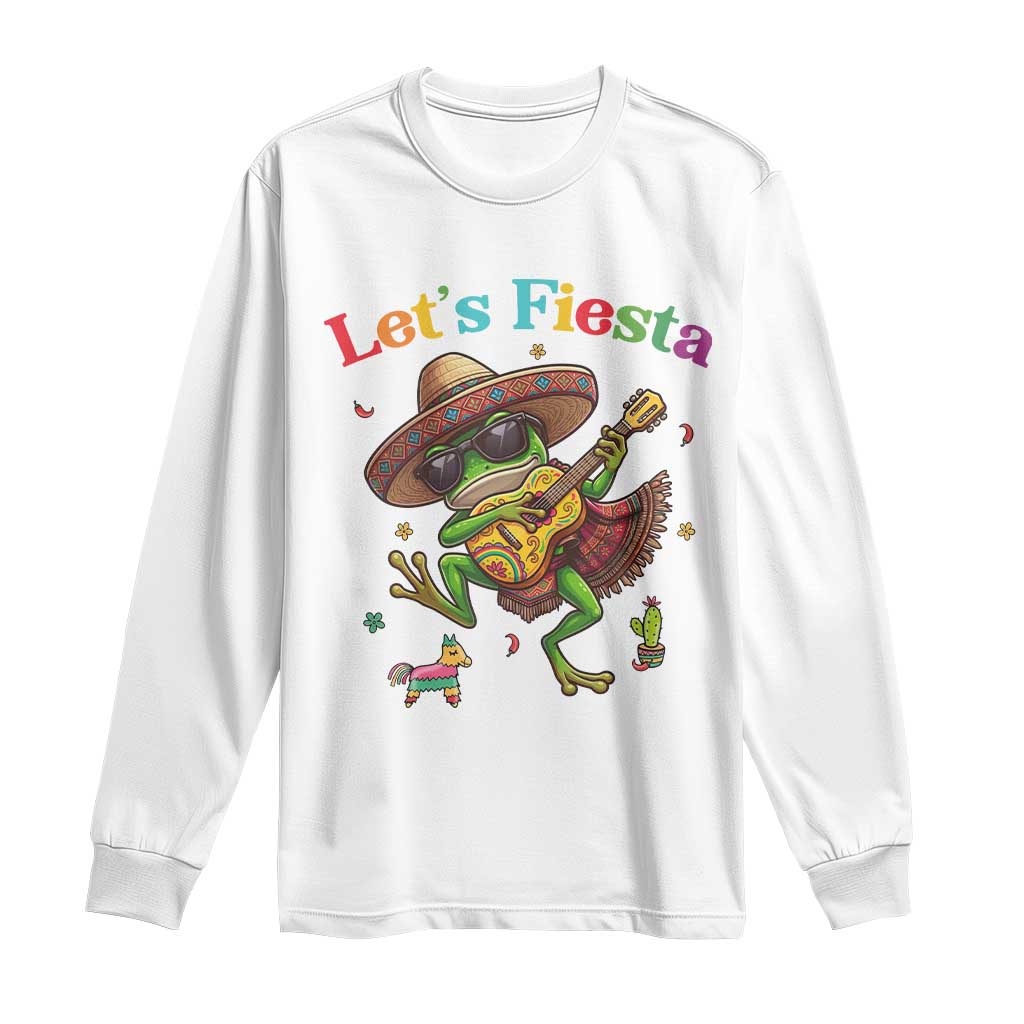 Funny Cinco De Mayo Frog Playing Guitar Long Sleeve Shirt Lets Fiesta