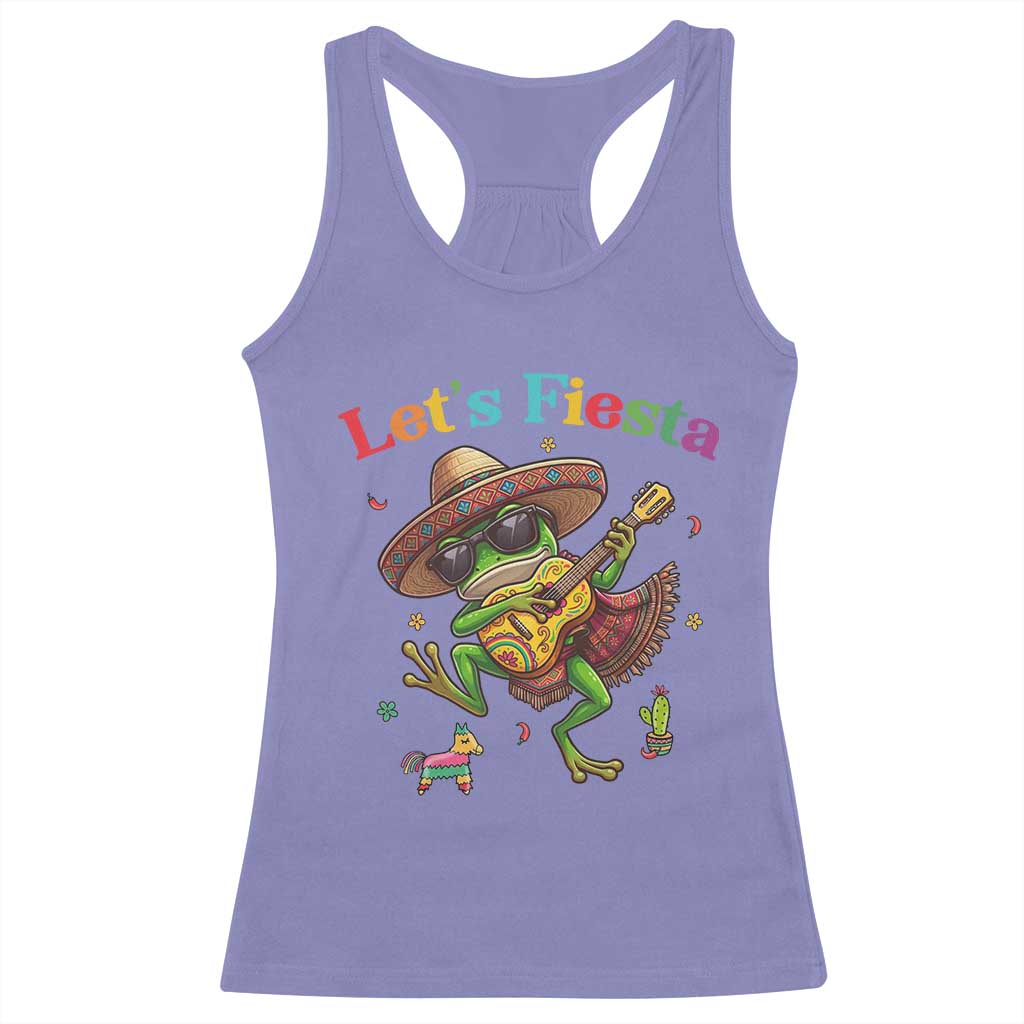 Funny Cinco De Mayo Frog Playing Guitar Racerback Tank Top Lets Fiesta