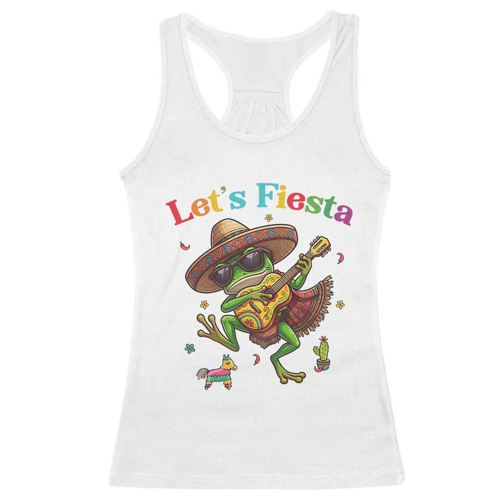 Funny Cinco De Mayo Frog Playing Guitar Racerback Tank Top Lets Fiesta