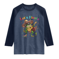 Funny Cinco De Mayo Frog Playing Guitar Raglan Shirt Lets Fiesta