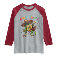 Funny Cinco De Mayo Frog Playing Guitar Raglan Shirt Lets Fiesta
