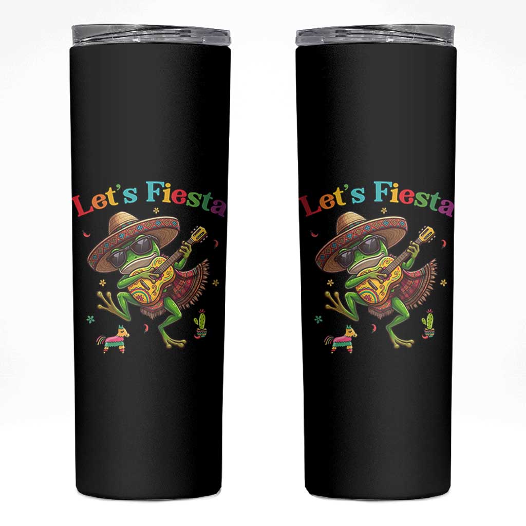Funny Cinco De Mayo Frog Playing Guitar Skinny Tumbler Lets Fiesta