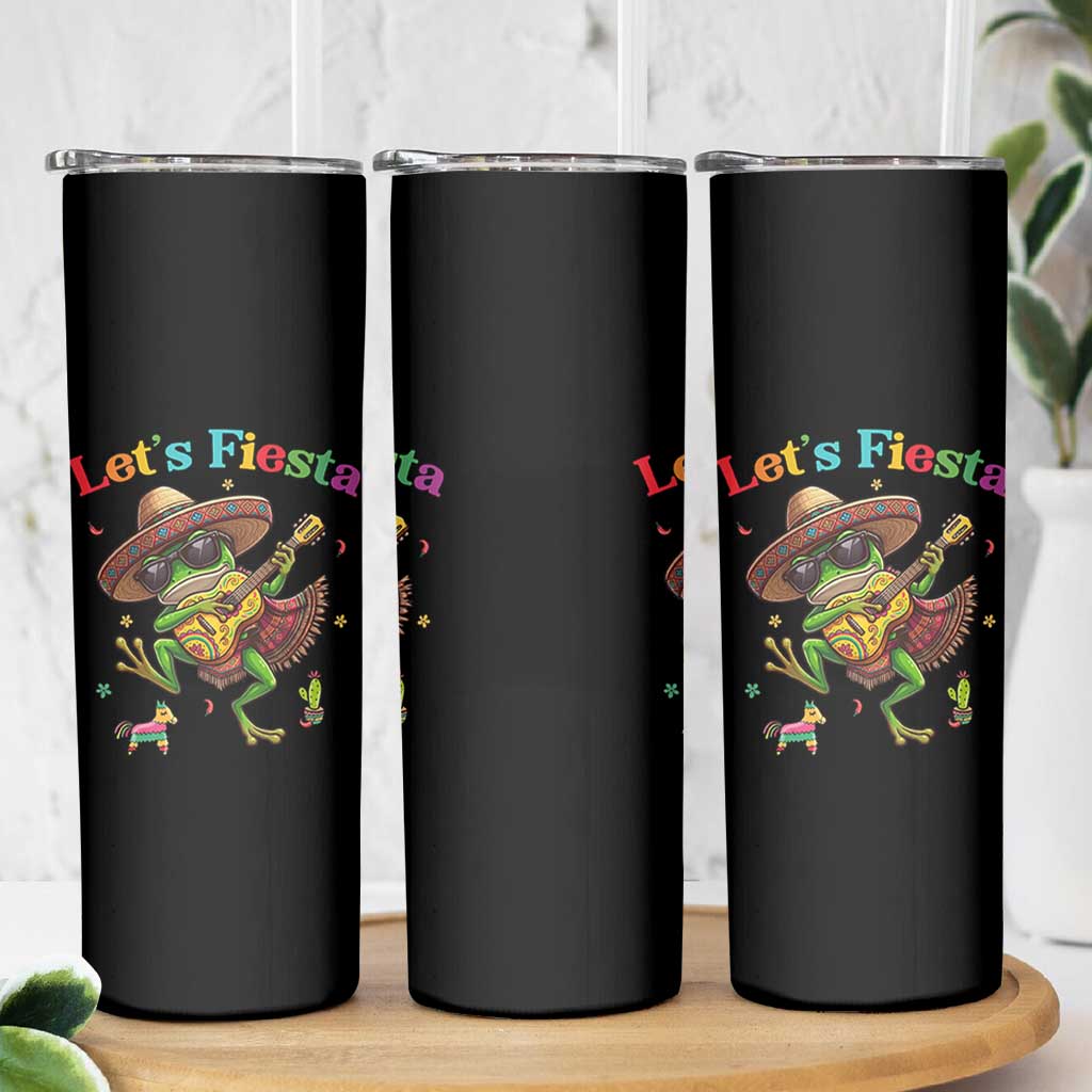 Funny Cinco De Mayo Frog Playing Guitar Skinny Tumbler Lets Fiesta