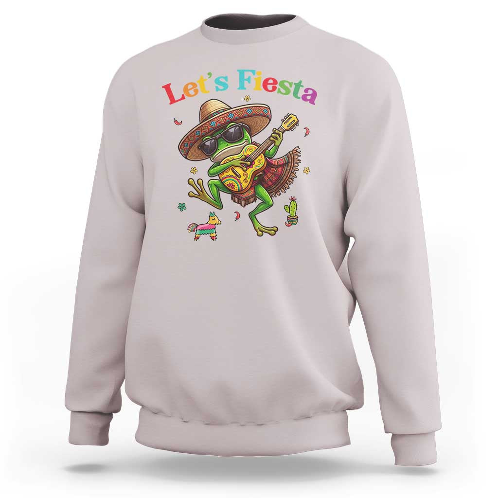 Funny Cinco De Mayo Frog Playing Guitar Sweatshirt Lets Fiesta