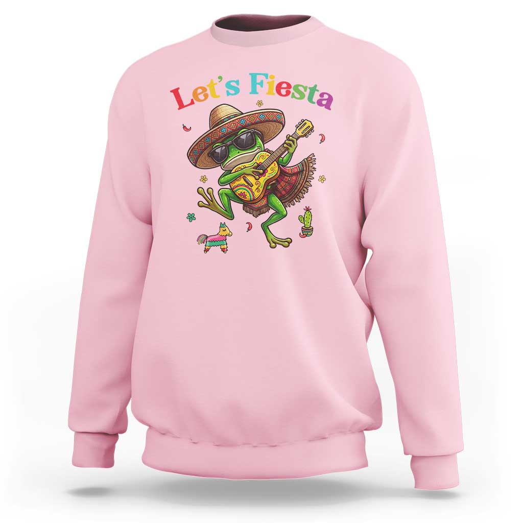 Funny Cinco De Mayo Frog Playing Guitar Sweatshirt Lets Fiesta