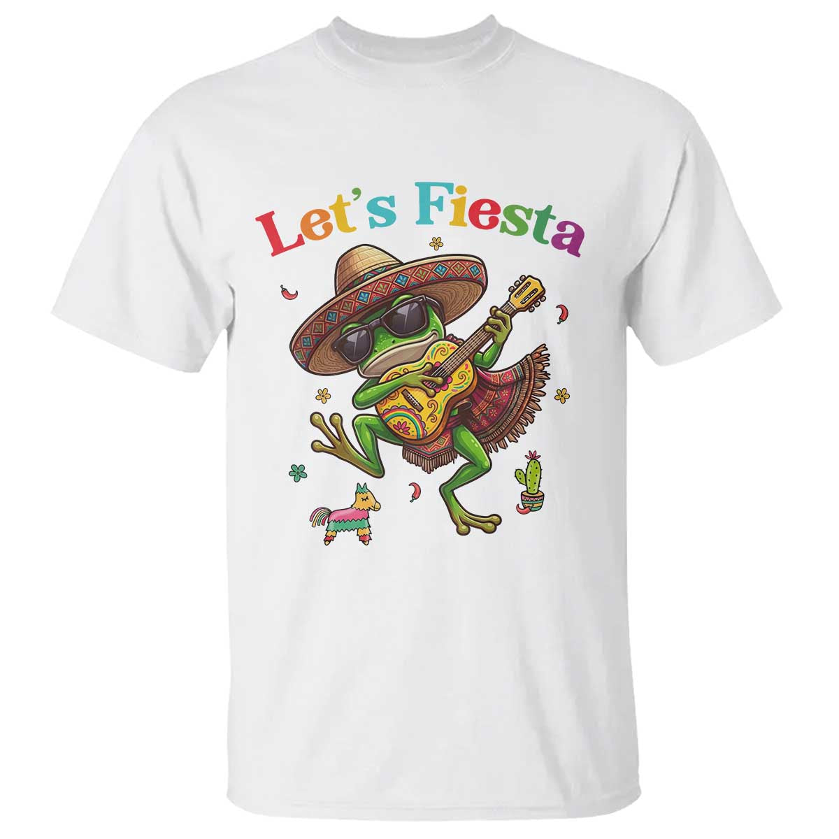 Funny Cinco De Mayo Frog Playing Guitar T Shirt Lets Fiesta
