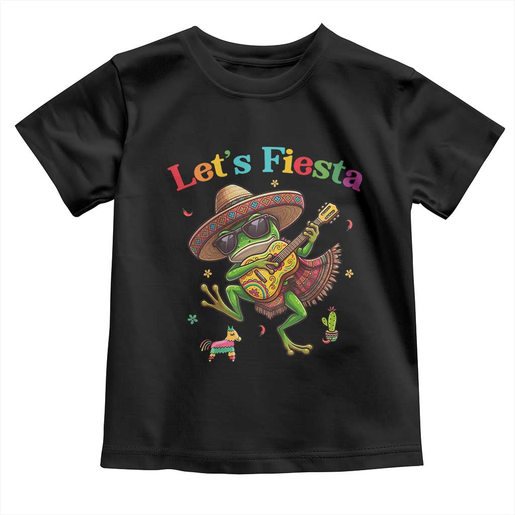 Funny Cinco De Mayo Frog Playing Guitar Toddler T Shirt Lets Fiesta