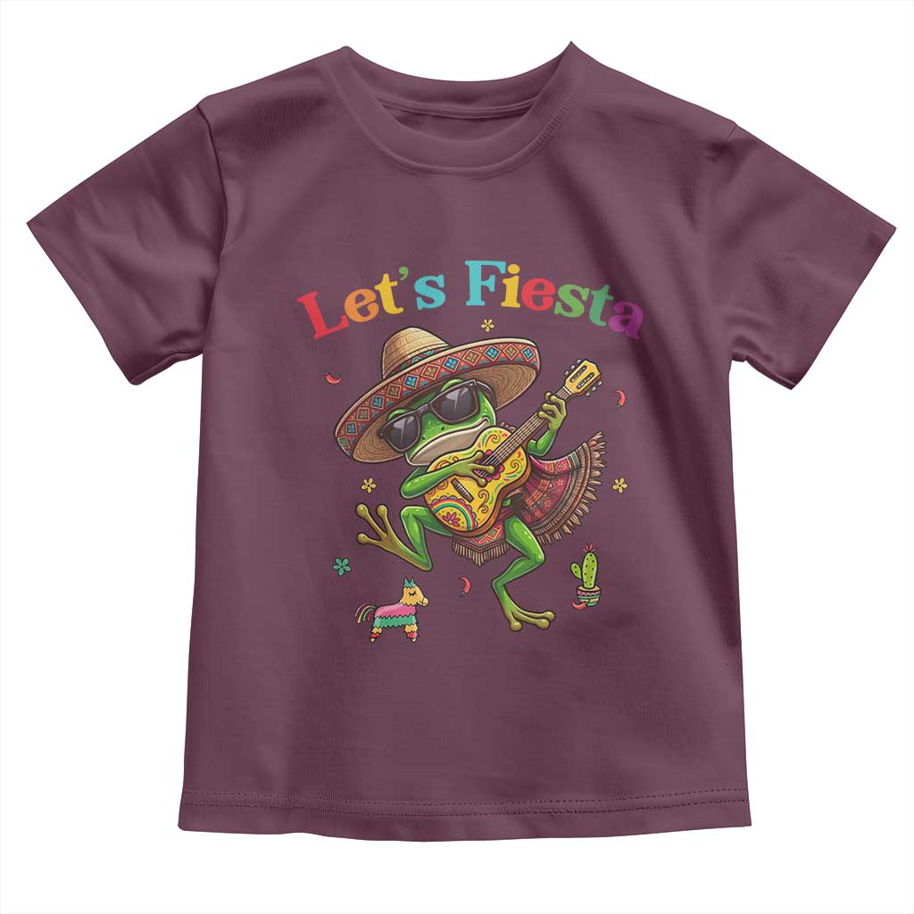 Funny Cinco De Mayo Frog Playing Guitar Toddler T Shirt Lets Fiesta