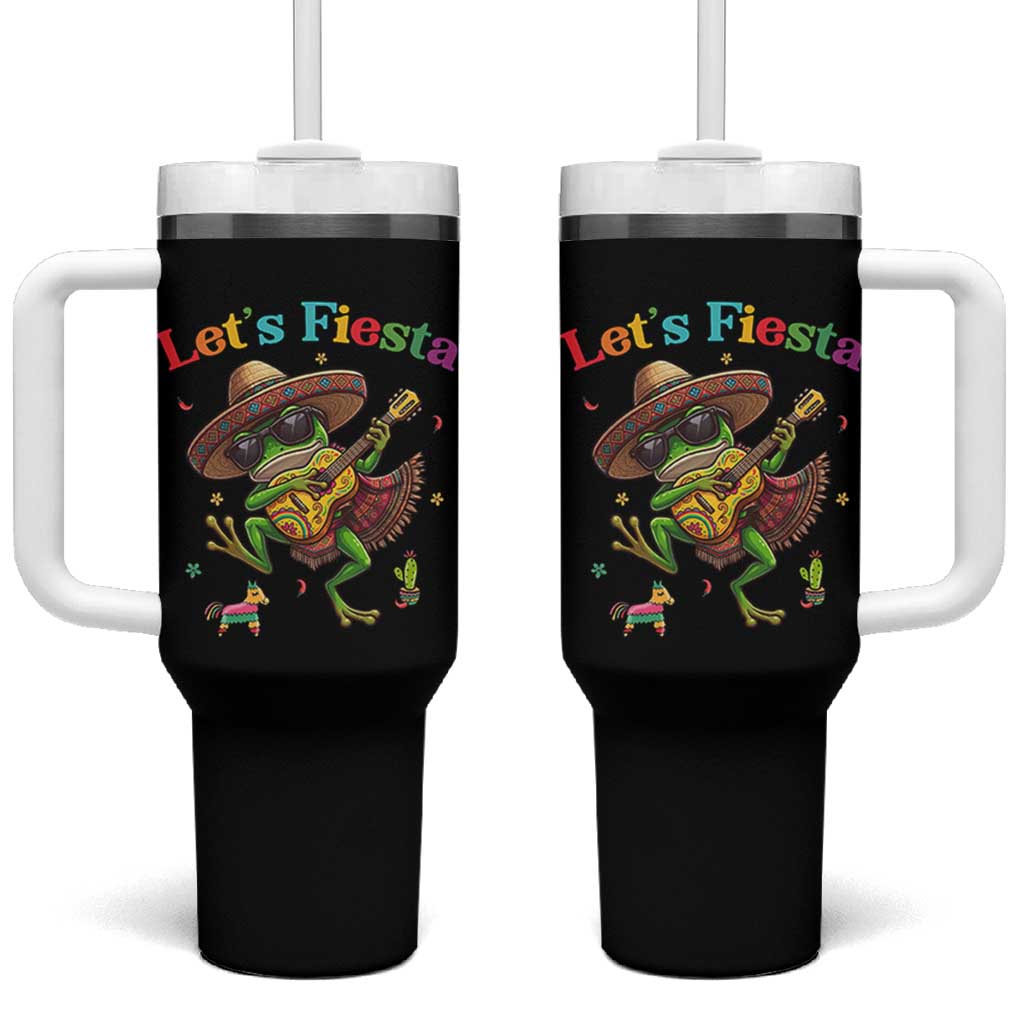 Funny Cinco De Mayo Frog Playing Guitar Tumbler With Handle Lets Fiesta