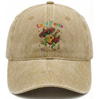 Funny Cinco De Mayo Frog Playing Guitar Washed Cotton Baseball Cap Lets Fiesta