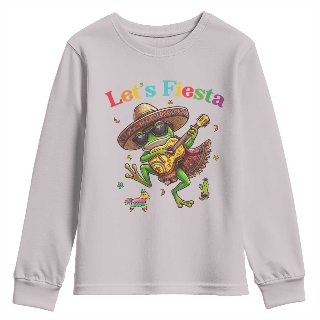 Funny Cinco De Mayo Frog Playing Guitar Youth Sweatshirt Lets Fiesta