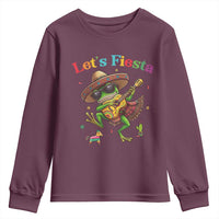 Funny Cinco De Mayo Frog Playing Guitar Youth Sweatshirt Lets Fiesta
