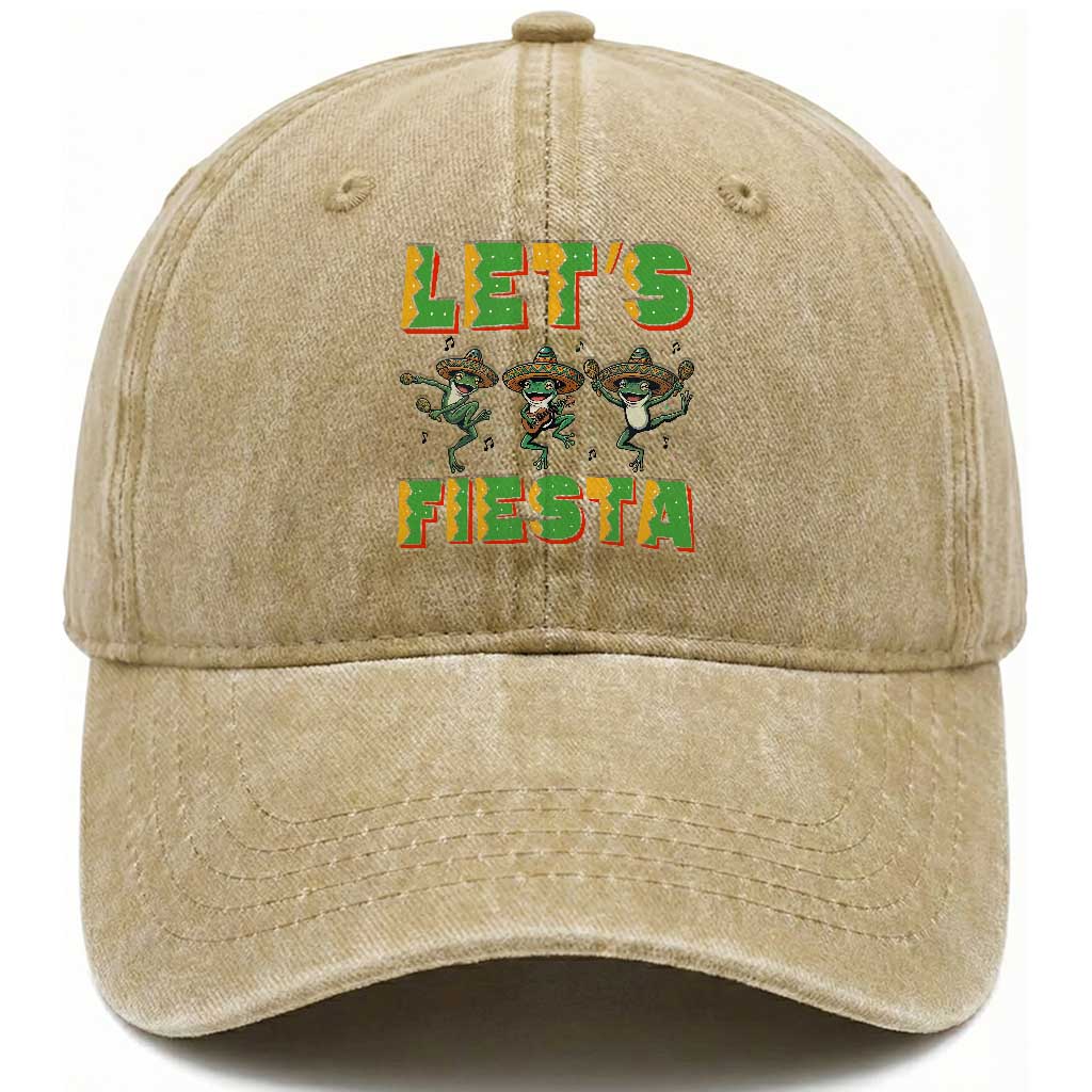 Funny Mariachi Frog Guitar Fiesta Washed Cotton Baseball Cap Cinco De Mayo Gift