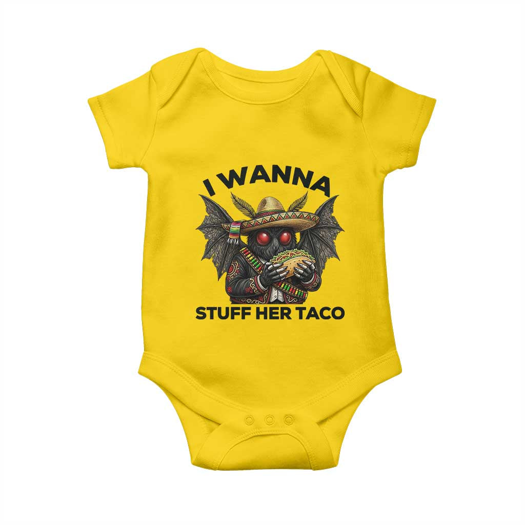 Funny Cinco De Mayo Mothman Baby Onesie I Wanna Stuff Her Taco