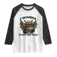 Funny Cinco De Mayo Mothman Raglan Shirt I Wanna Stuff Her Taco