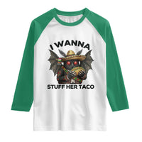 Funny Cinco De Mayo Mothman Raglan Shirt I Wanna Stuff Her Taco