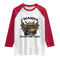 Funny Cinco De Mayo Mothman Raglan Shirt I Wanna Stuff Her Taco