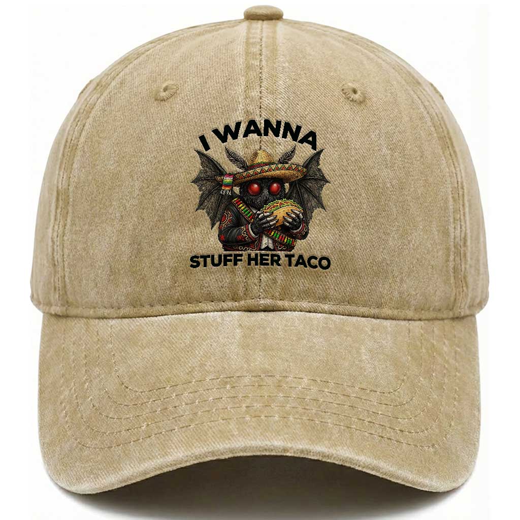 Funny Cinco De Mayo Mothman Washed Cotton Baseball Cap I Wanna Stuff Her Taco