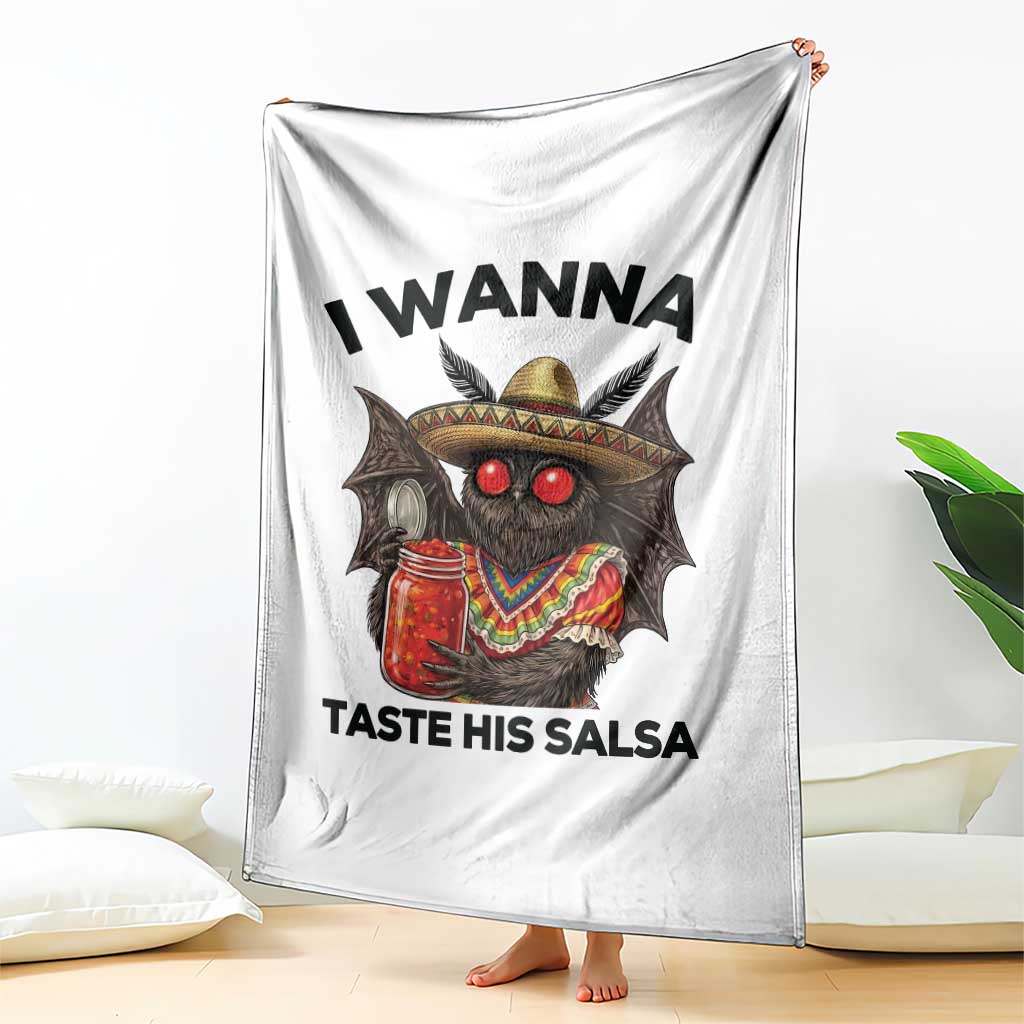 Funny Cinco De Mayo Mothman Throw Blanket I Wanna Taste His Salsa