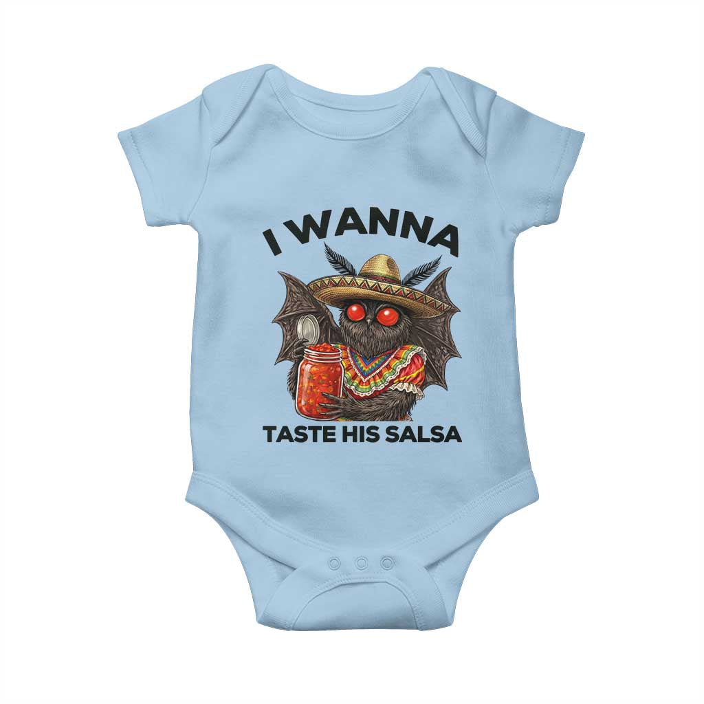 Funny Cinco De Mayo Mothman Baby Onesie I Wanna Taste His Salsa