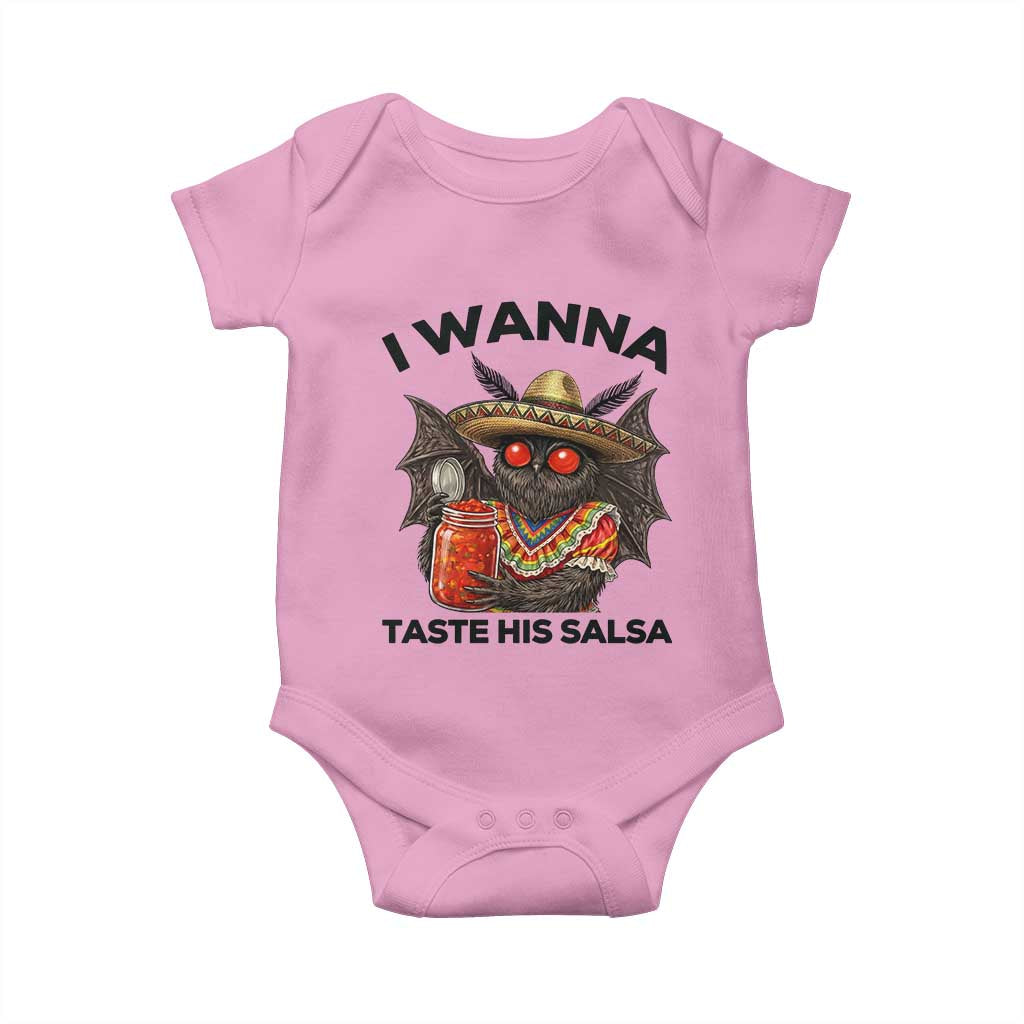 Funny Cinco De Mayo Mothman Baby Onesie I Wanna Taste His Salsa