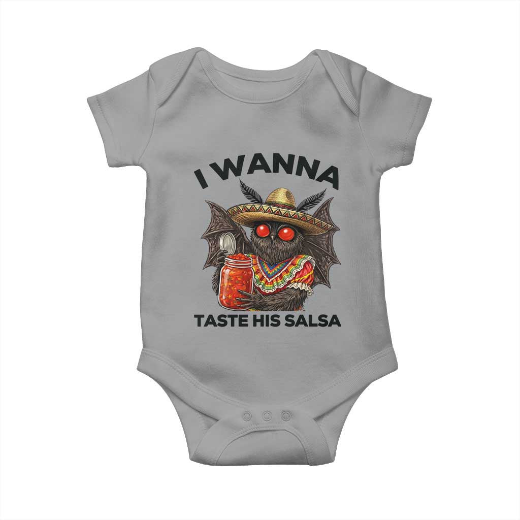 Funny Cinco De Mayo Mothman Baby Onesie I Wanna Taste His Salsa