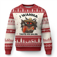 Funny Cinco De Mayo Mothman Ugly Christmas Sweater I Wanna Taste His Salsa