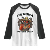 Funny Cinco De Mayo Mothman Raglan Shirt I Wanna Taste His Salsa