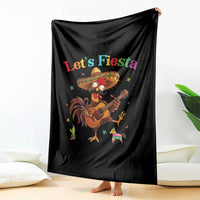 Lets Fiesta Cinco de May Throw Blanket Funny Chicken Playing Guitar