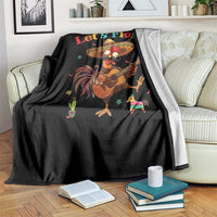 Lets Fiesta Cinco de May Throw Blanket Funny Chicken Playing Guitar