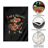 Lets Fiesta Cinco de May Garden Flag Funny Chicken Playing Guitar