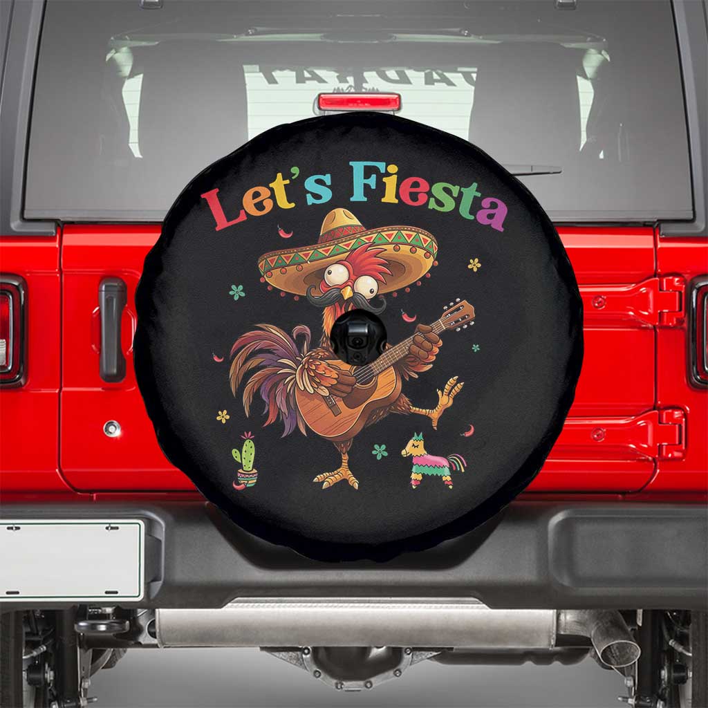 Lets Fiesta Cinco de May Spare Tire Cover Funny Chicken Playing Guitar