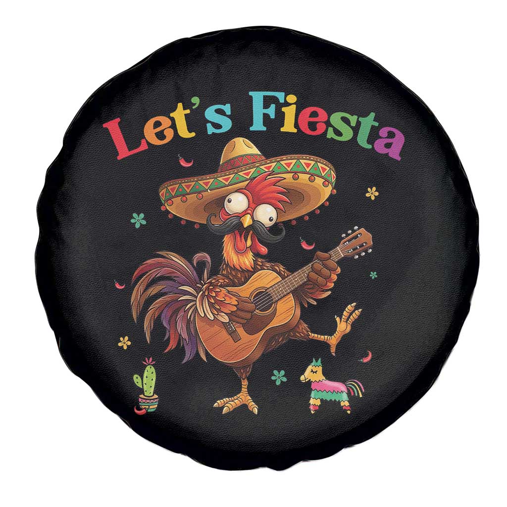 Lets Fiesta Cinco de May Spare Tire Cover Funny Chicken Playing Guitar