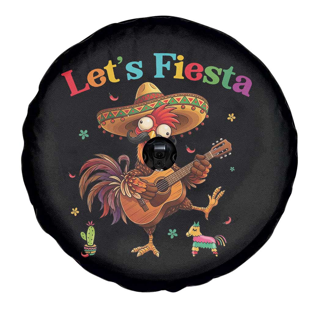 Lets Fiesta Cinco de May Spare Tire Cover Funny Chicken Playing Guitar